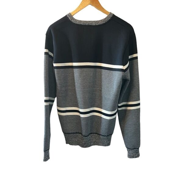 MENS BUFFALO Striped Blue & Grey Pullover Knit Sweat Shirt M - Picture 6 of 9